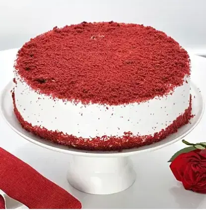Birthday Red Velvet Cake (MB407) by the best bakery cakes shop in Aligarh, featuring a classic red velvet birthday cake with creamy white frosting and rich crumb coating.