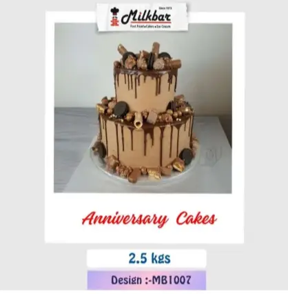 Anniversary Cake MB1007 – chocolate drip designer two-tier anniversary cake from the best bakery cakes shop in Aligarh