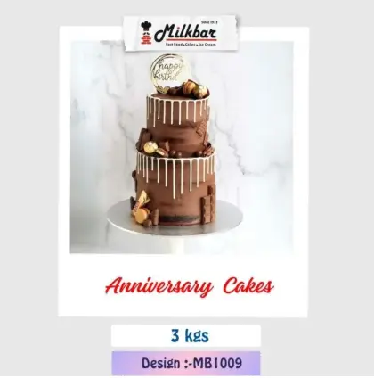 Anniversary Cake MB1009 3 kg two tier chocolate drip designer cake from the best bakery cakes shop in Aligarh
